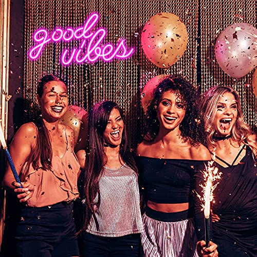 Pink “Good Vibes” Led Neon Wall Sign Decor (16.1 x 8.3 inch)