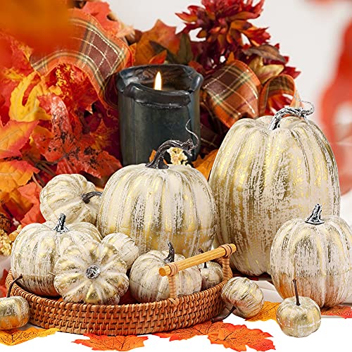 12P-16 PCS Artificial Pumpkins for Fall Halloween Thanksgiving Home Decoration