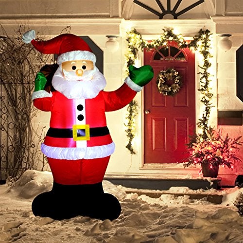 6 Ft Inflatable Santa Claus; LED Light Up Giant Christmas Inflatable Santa Claus Christmas Decoration