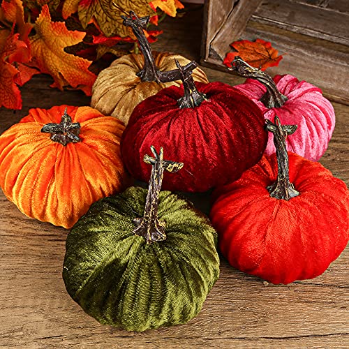 6PCS Artificial Harvest Pumpkins for Halloween Thanksgiving Fall Decorations