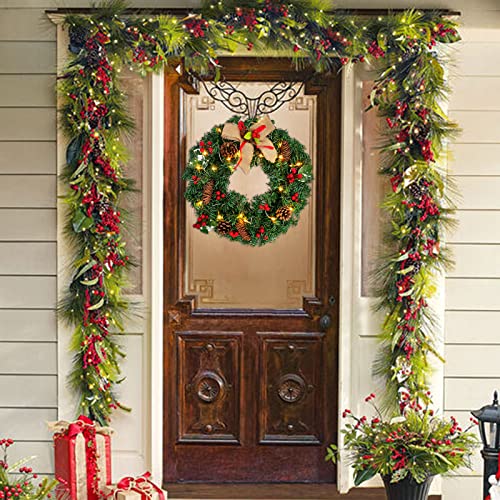 16in Christmas Wreath Front Door Decoration Pre-Lit