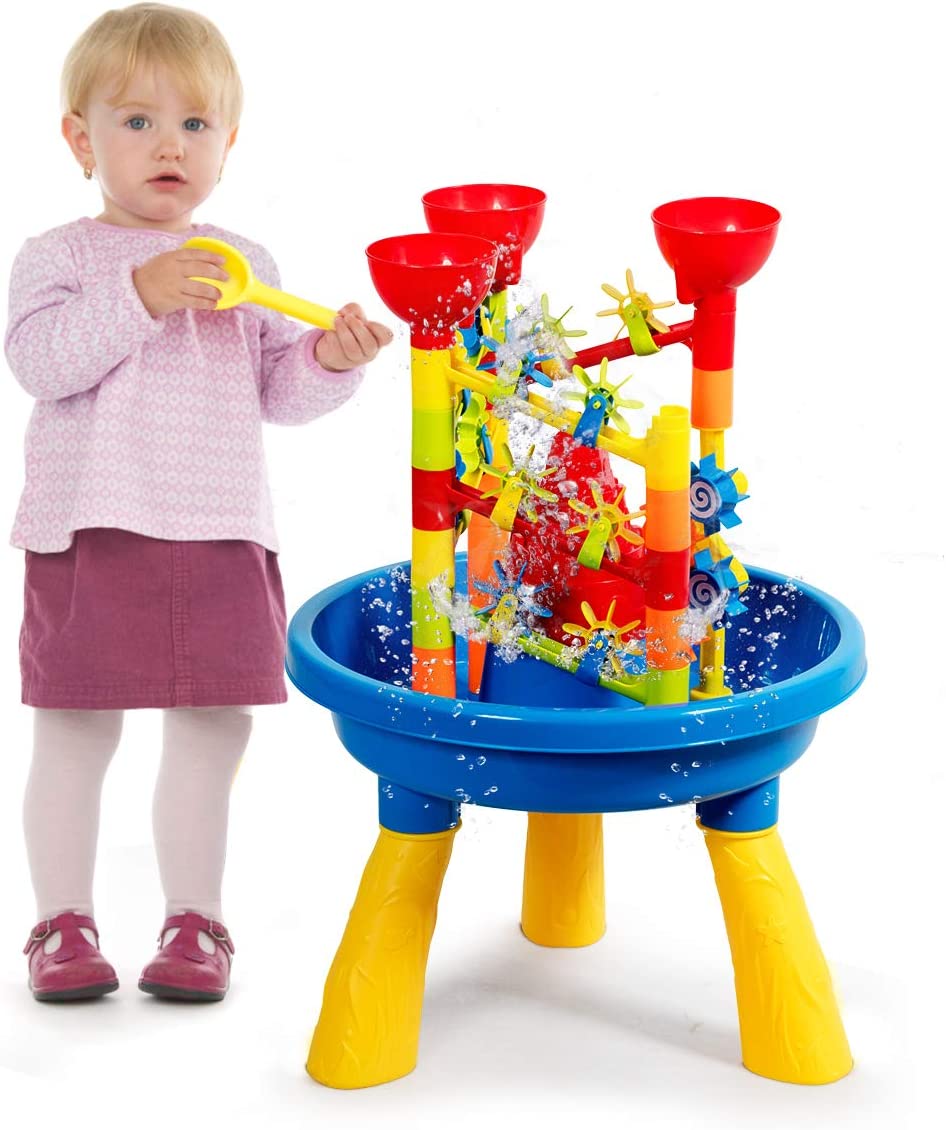 Sand & Water Play Table for Kids, 2-in-1 Beach Set Toys