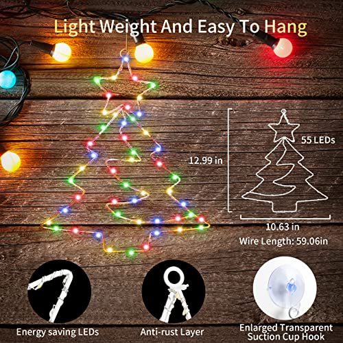 3PCS 55LEDs Christmas Window Hanging Lights Decoration