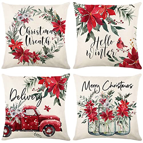 Set of 4 Christmas Pillow Covers 18X18 Inch