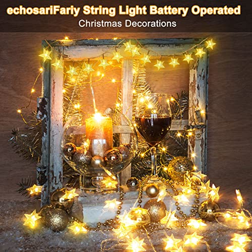 13.2ft 40 LED Battery Powered Five-pointed Star String Lights (Warm White)