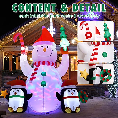 7Ft Christmas Inflatables Snowman & Penguins w/ Hand Ornaments