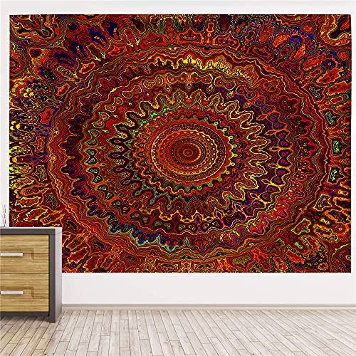 Psychedelic Mandala Wall Hanging Tapestry (51 x 60 Inches)