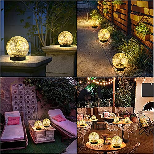 2-Pack Garden Solar Lights Decorative-  Cracked Glass Globe