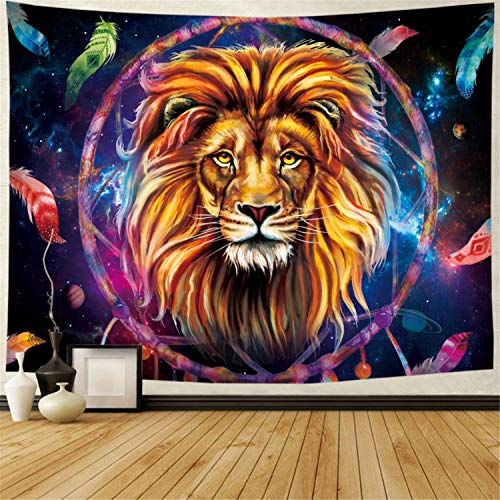 Psychedelic Lion Colorful Mysterious Dreamcatcher Galaxy Space Tapestry