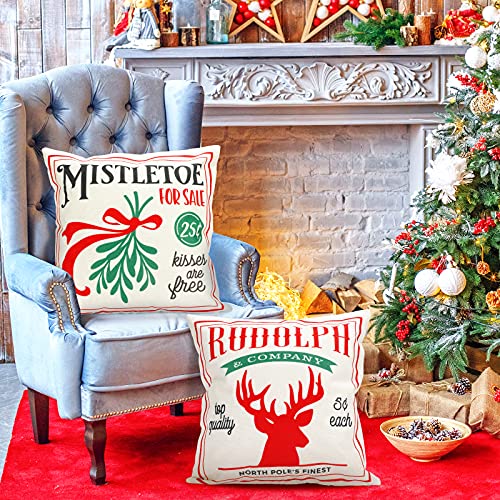 18x18 Inch Set of 4 Christmas Decorations Throw Pillowcase Buffalo Check Plaid Farmhouse Pillow Covers