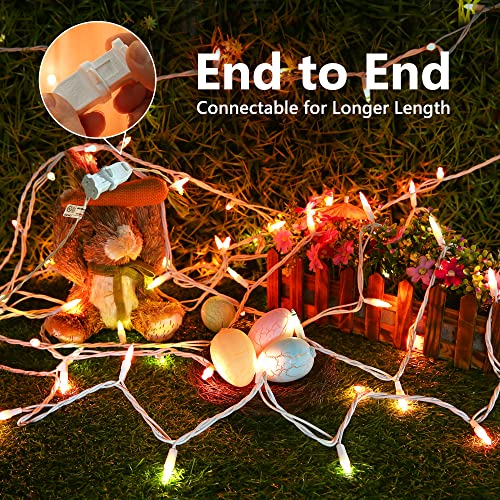 Easter Pastel Lights - 33ft 100 Count Incandescent Easter String Lights, UL Certified Connectable