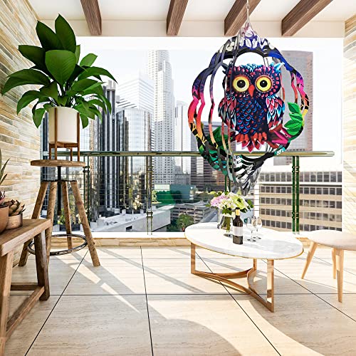 Owl Wind Spinner 12 Inch 360 Degree Stainless Steel