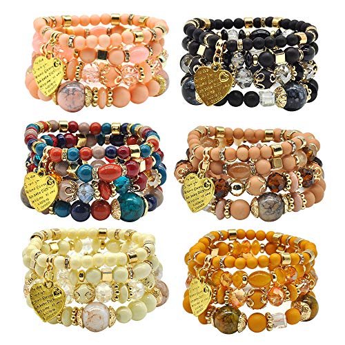 HOLIDAY SPECIAL! - 6 Sets Stackable Stretch Multi-color Bohemian Bracelet Sets for Women