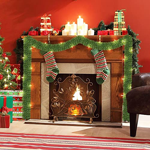15FT Green Lighted Garland for Christmas Decorations
