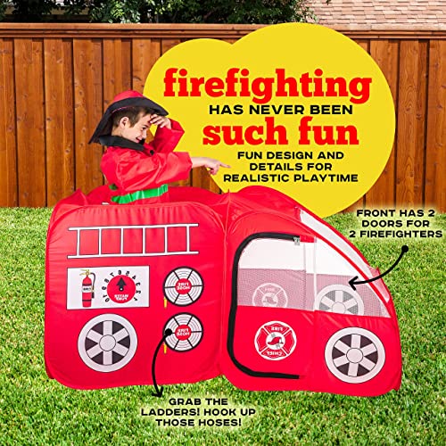 Fire Truck Tent w/ Sound Button for Kids Playhouse