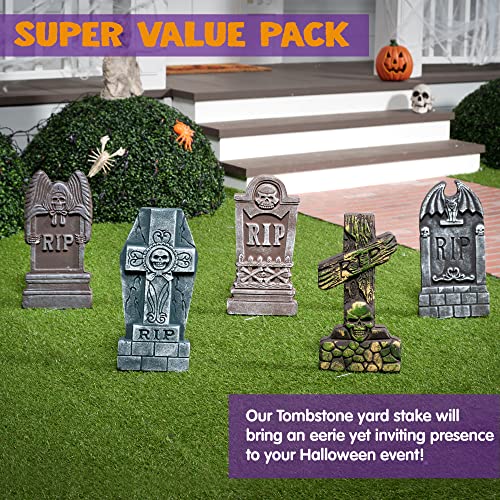 17” Halloween Foam RIP Graveyard Tombstones (5 Pack) Yard Signs