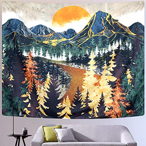 Mountain Forest Trees Art Tapestry Sunset Tapestry Road in Nature Landscape Home Decoration