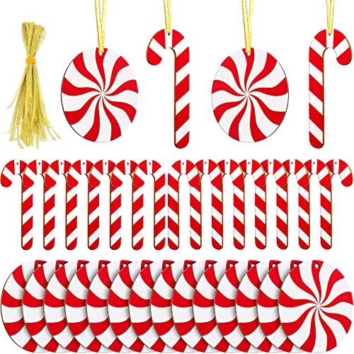 30 Pieces Candy Hanging Ornaments Candy Cane Christmas Tree Hanging Decoration