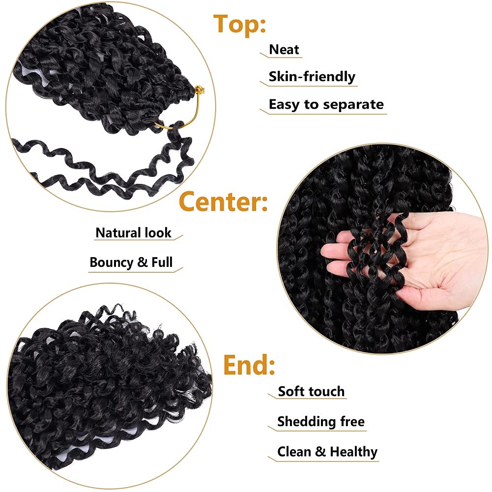 Passion Twist Hair, Water Wave Passion Twists for Butterfly Crochet Hair 18inch Long Bohemian Hair Extensions Natural Black 18 Inch (Pack of 6)