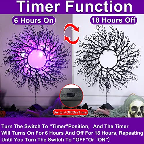 [ Prelit & Timer ] Halloween Wreath Hanging Decoration