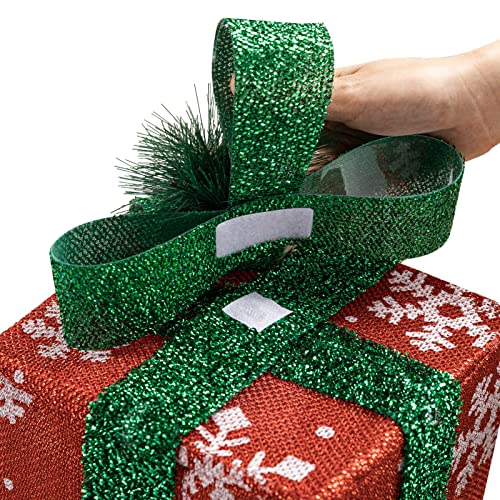 Set of 3 Christmas Lighted Gift Boxes w/ Bows