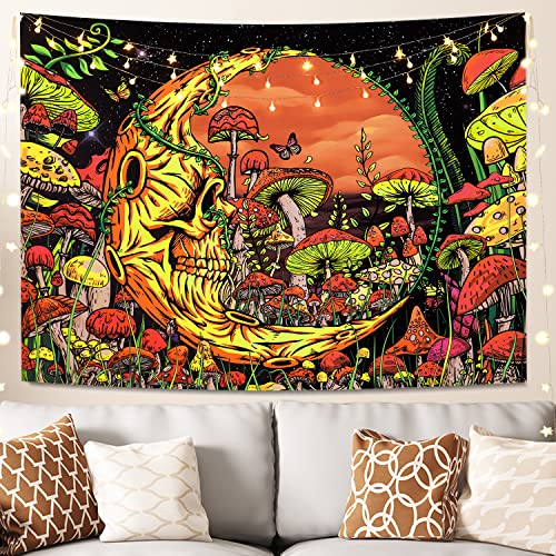 Blklight Tapestry Trippy Mushroom UV Reactive 92x71"