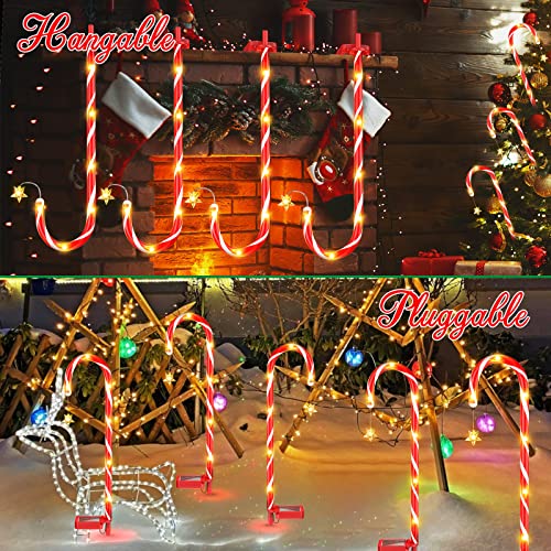 4 Pcs Christmas Decorations Solar Candy Cane Lights