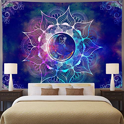 Mandala Tapestry Blue Starry Sky & Moon for Home Decoration