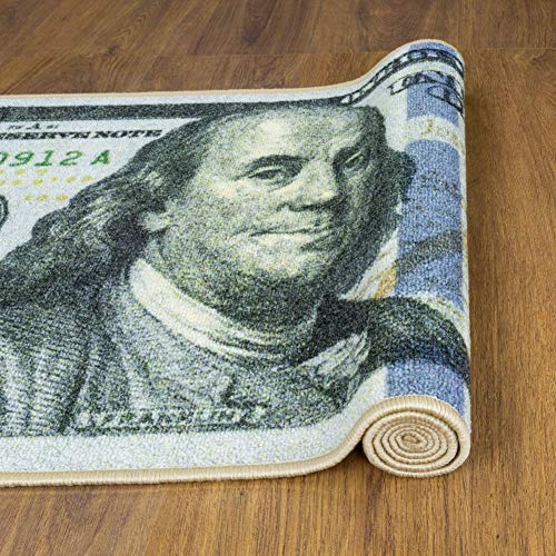 $100 Dollar Bill Runner Rug, Multicolor,