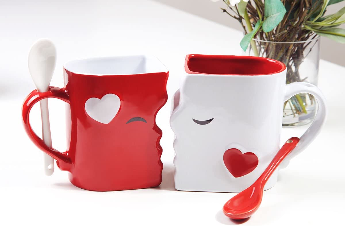 Kissing Mugs Set for Valentines, Anniversary Gift