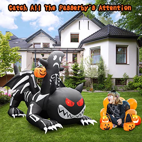 6FT Halloween Decorations Outdoor Inflatable Black Cat w/ White Ghost & Pumpkin