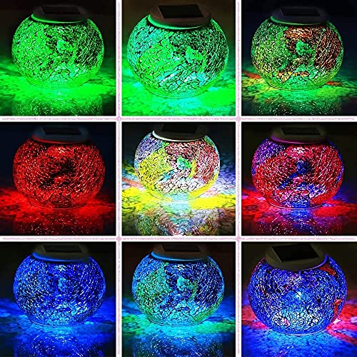 Color Changing Solar Powered Glass Ball Led Garden Lights figurine