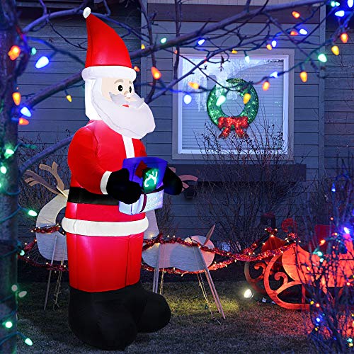 8 FT Blow Up Santa Christmas Decoration w/ LED Countdown Clock, Count Down to Christmas