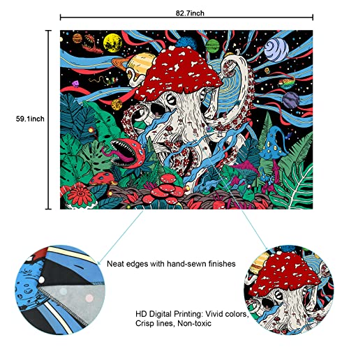 Trippy Mushroom Psychedelic Planets Fantasy Plants Monster Octopus Space Galaxy Tapestry