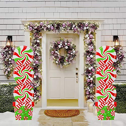 42 Inch Peppermint Christmas Yard Sign Stakes Holiday Home Lawn Candyland Themed Decor