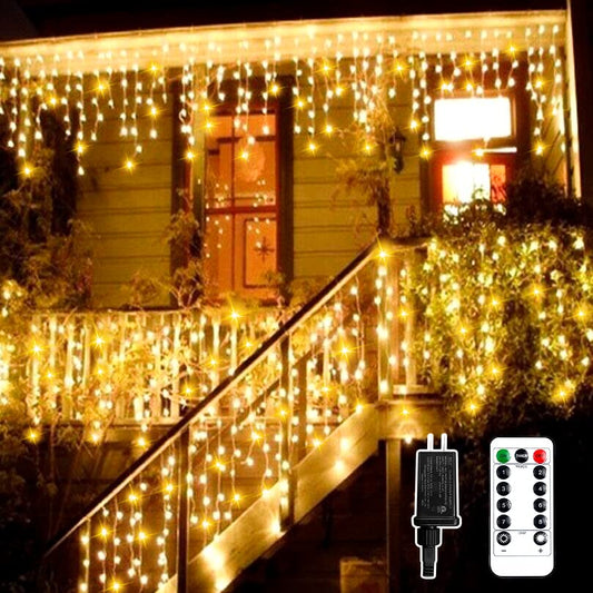 33ft Icicle Christmas Lights Outdoor Decoration