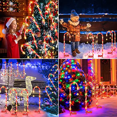 4 Pcs Christmas Decorations Solar Candy Cane Lights