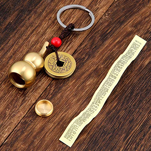 3 Pieces Chinese Gourd Brass Wu Lou Keychains Feng Shui Coins for Good Luck