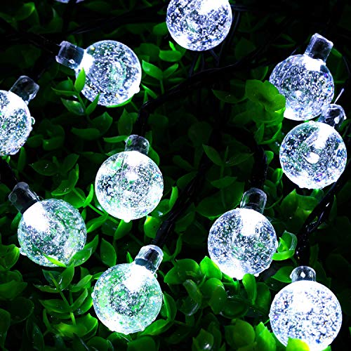 Solar String Lights 60 Led 35.6 Feet Crystal Globe  w/ 8 Lighting Modes