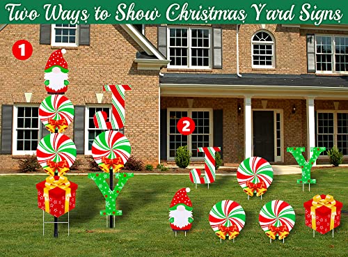 Lighted Christmas Decorations Yard Signs Light Up+ 2 Black Stakes