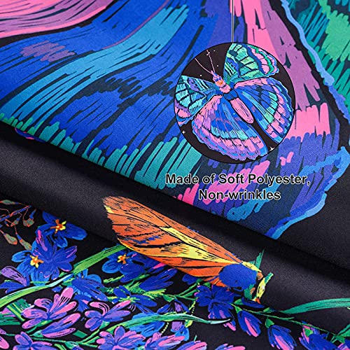 Butterfly Floral Tapestry, Moonlit Garden Wall Blacklight Home Decoration