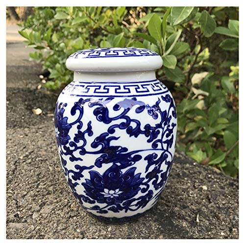 Decorative Blue & White Lotus Pattern Porcelain Storage Container or Home Decoration