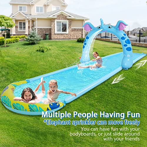 15.7Ft Spraying Inflatable Water Slide Slip w/ 2 Bodyboards