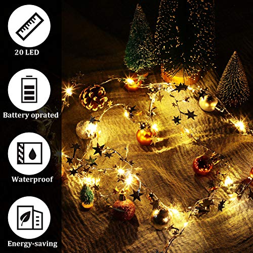 2 Pieces 6.5 Feet 20 LED Christmas String Lights