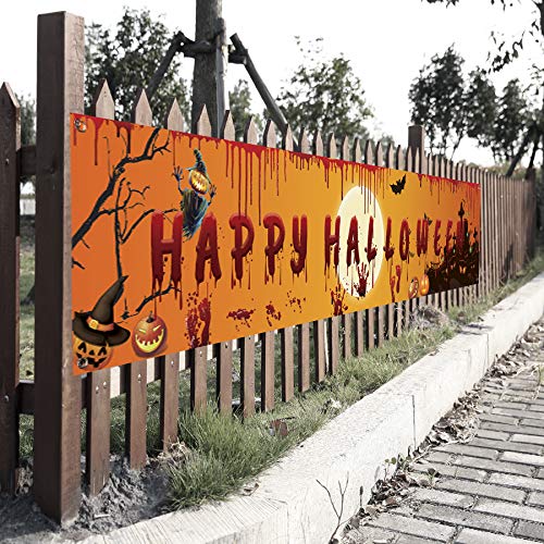 98"x 19" Large Happy Halloween Banner Orange Party Backdrop