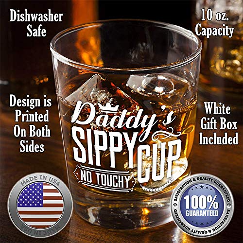 Funny Father's Day Sippy Cup Gift Glass -10oz Perfect for  Whiskey, Bourbon, Scotch Cocktail Rocks Tumble
