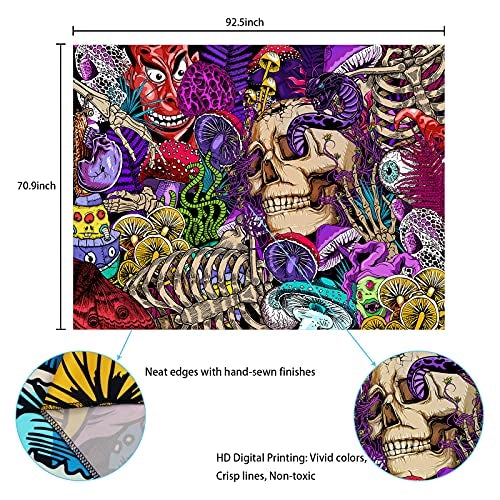 Skull Tapestry Trippy Mushroom Psychedelic Aesthetic Tapestry