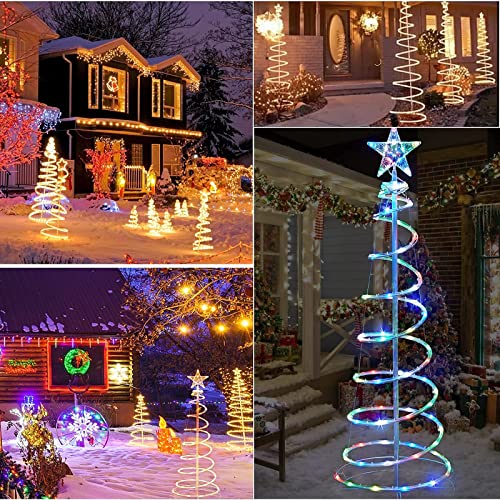 4Ft Spiral Christmas Tree Lights Decoration, 16 Color LED w/ Timer & Remote