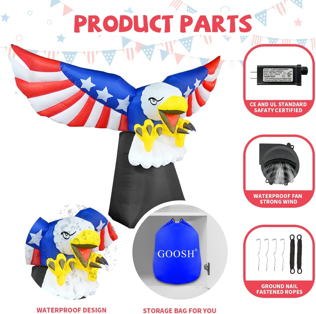 8.5FT Width 4th of July Patriotic Eagle Inflatable Outdoor Decorations
