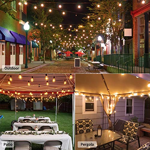 50Feet G40 Outdoor String Lights w/52 Clear Bulbs(2 Spare), UL Listed Connectable